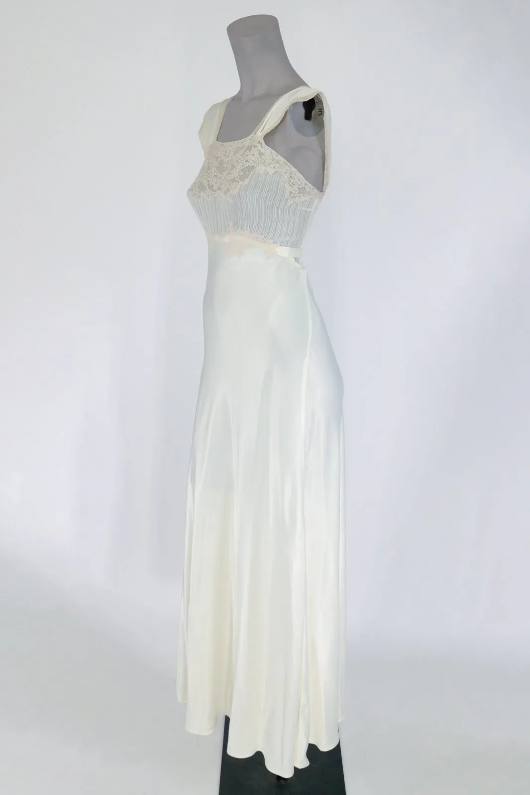 1940s Rayon Satin and Lace Nightgown