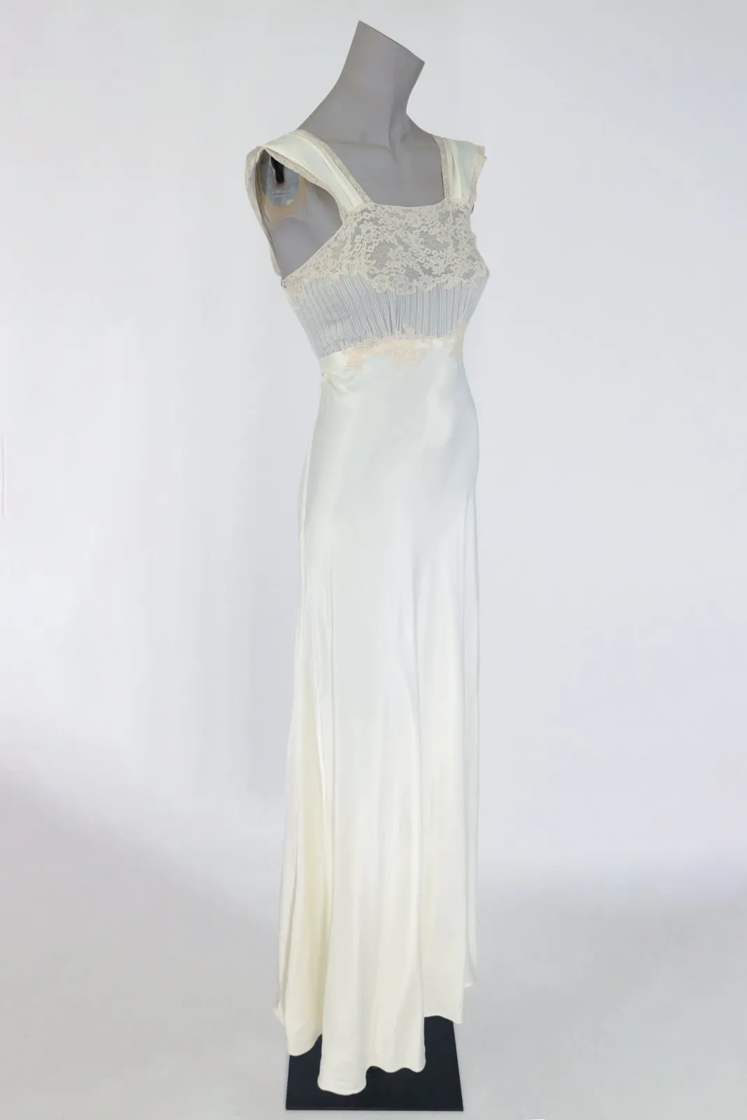 1940s Rayon Satin and Lace Nightgown