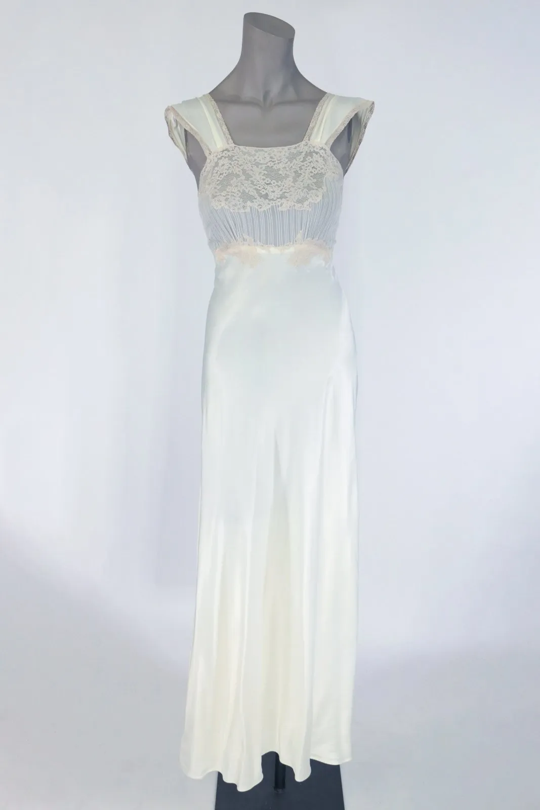 1940s Rayon Satin and Lace Nightgown