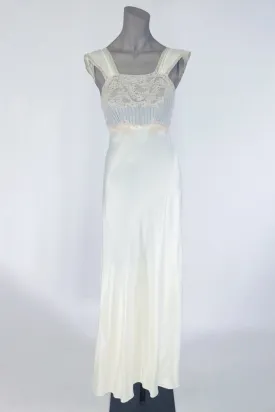 1940s Rayon Satin and Lace Nightgown