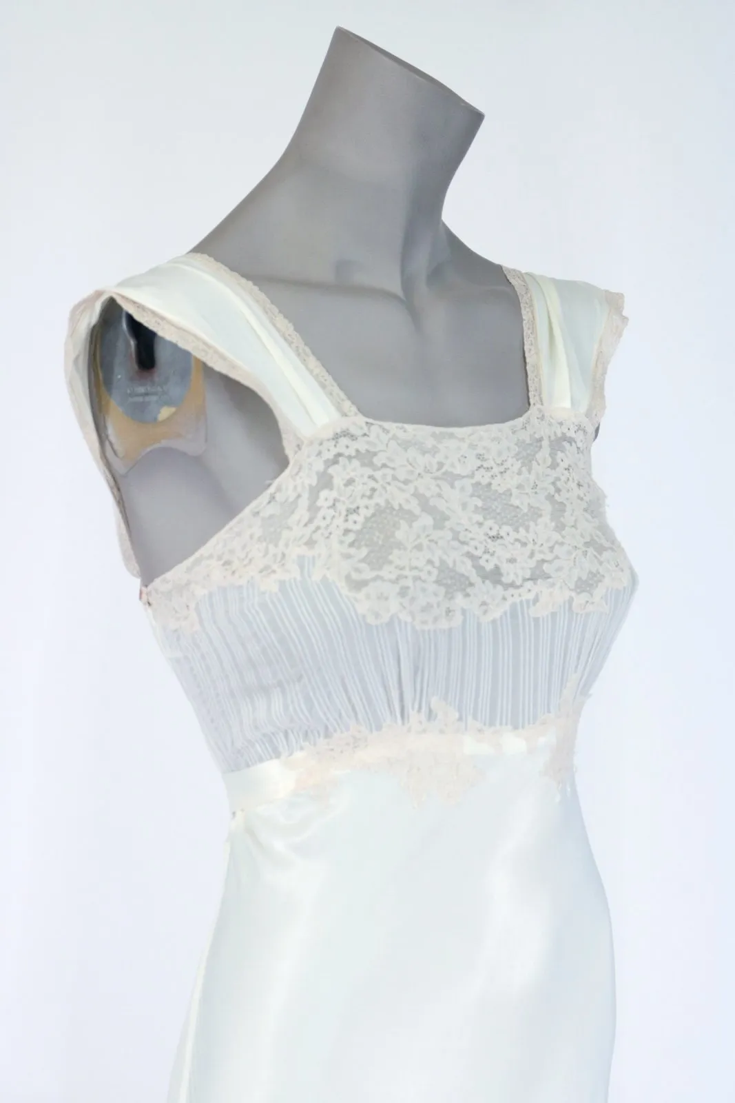 1940s Rayon Satin and Lace Nightgown