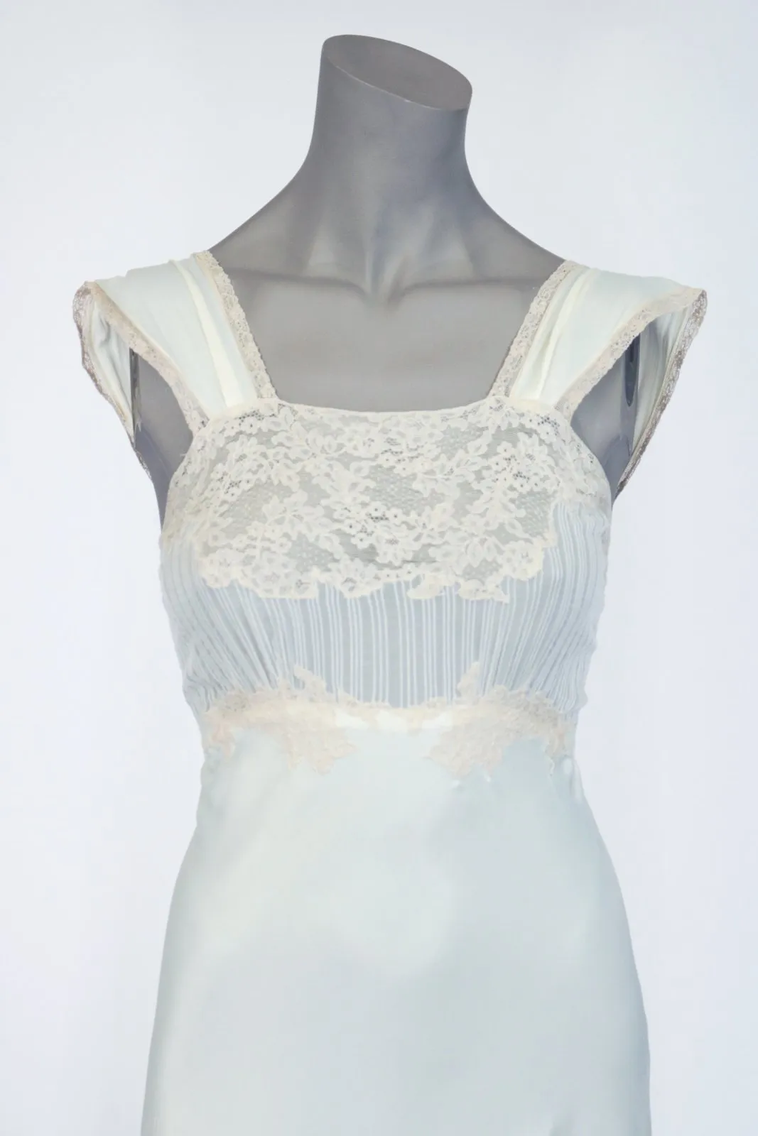 1940s Rayon Satin and Lace Nightgown