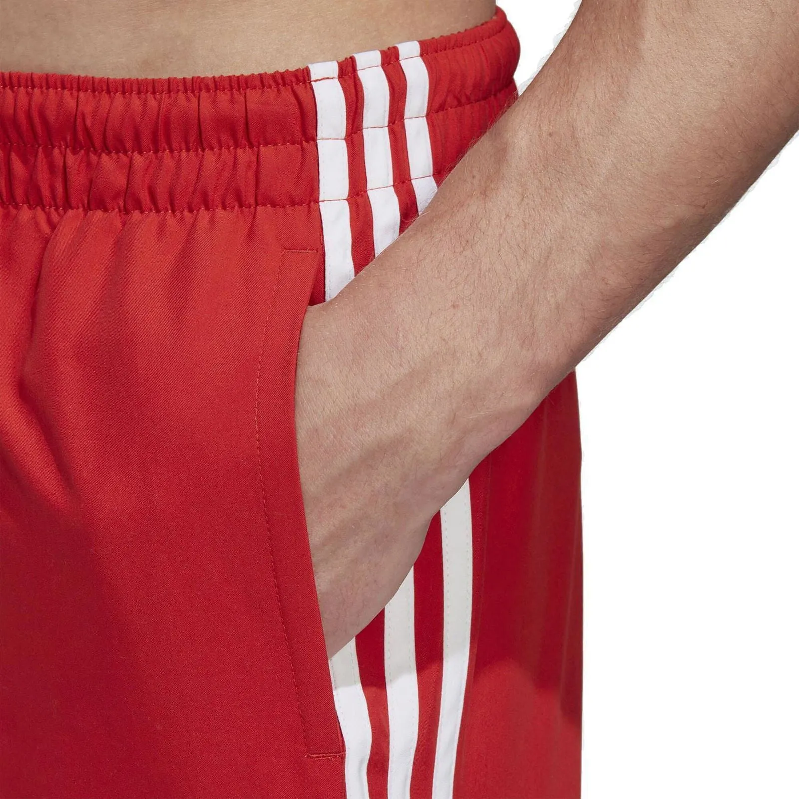 adidas Originals 3 Stripes Swim Shorts - Red/White