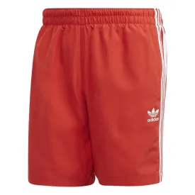adidas Originals 3 Stripes Swim Shorts - Red/White