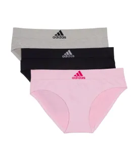 adidas Women's Seamless Hipster Underwear 3 Pack, Pink Heather/Black/Heather Grey, Small