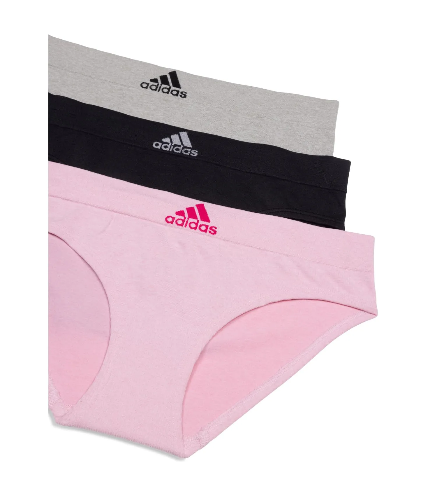 adidas Women's Seamless Hipster Underwear 3 Pack, Pink Heather/Black/Heather Grey, Small