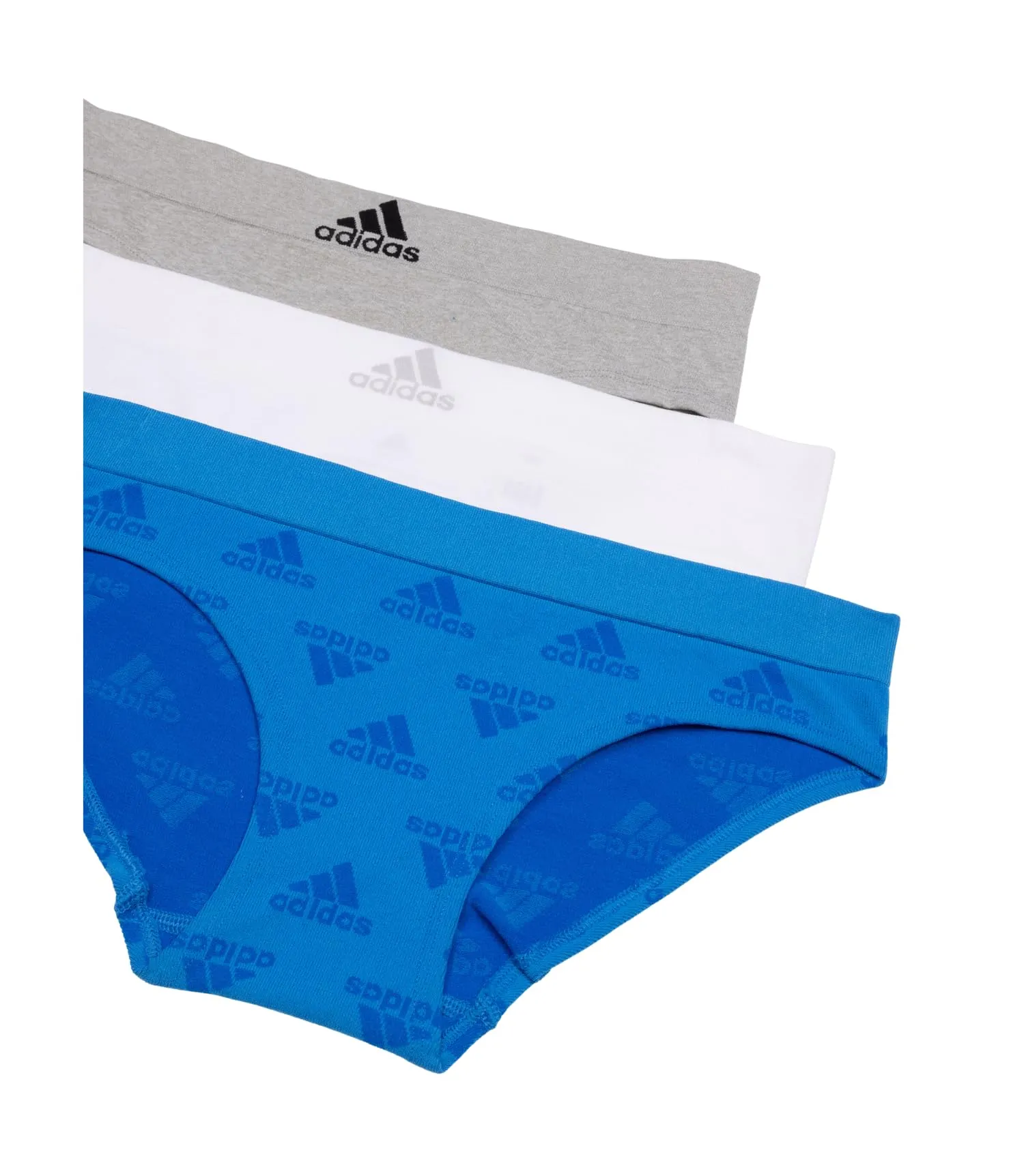 adidas Women's Seamless Hipster Underwear 3 Pack, Pulse Blue Jacq/Heather Grey/White, Small