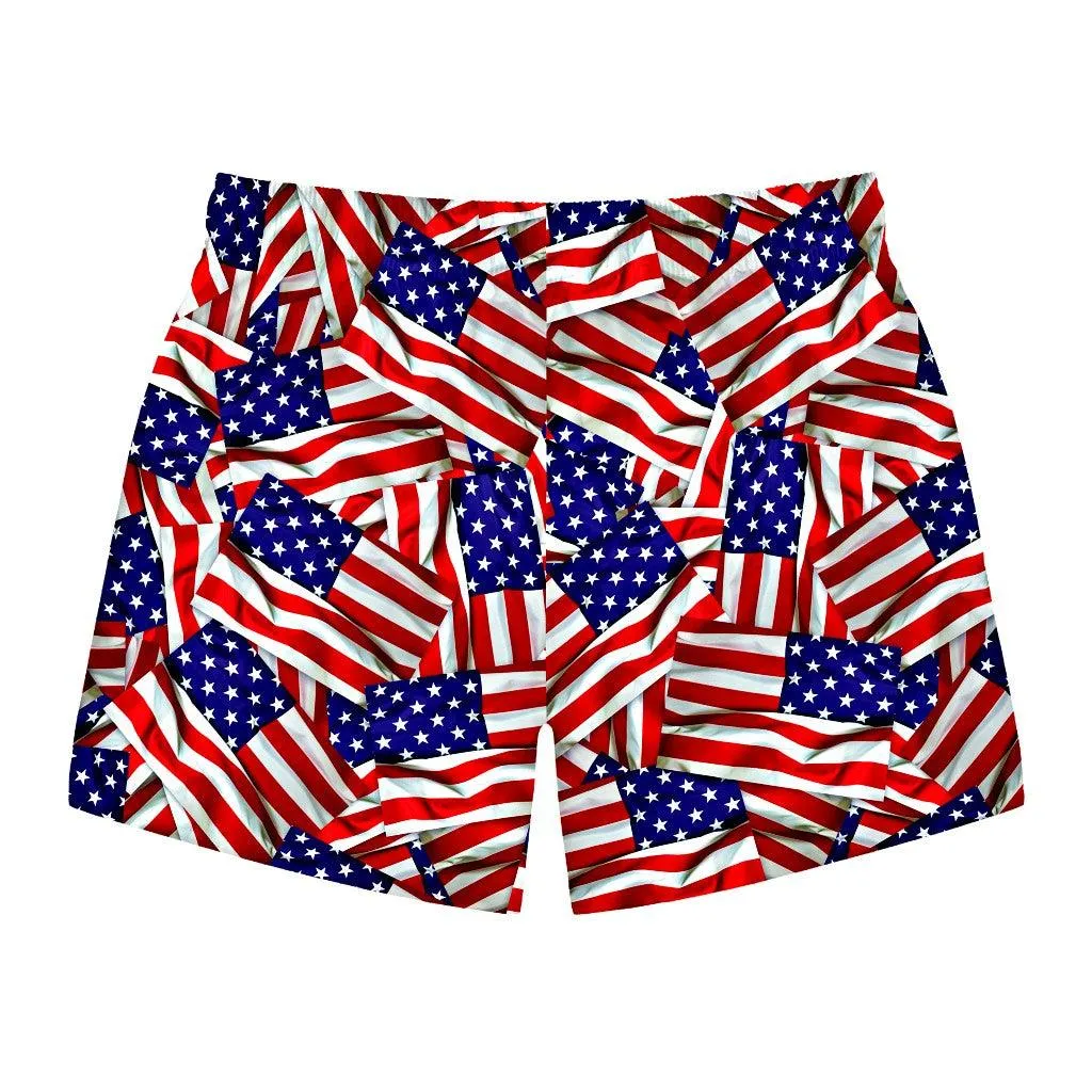 American Flag Pattern Swim Trunks