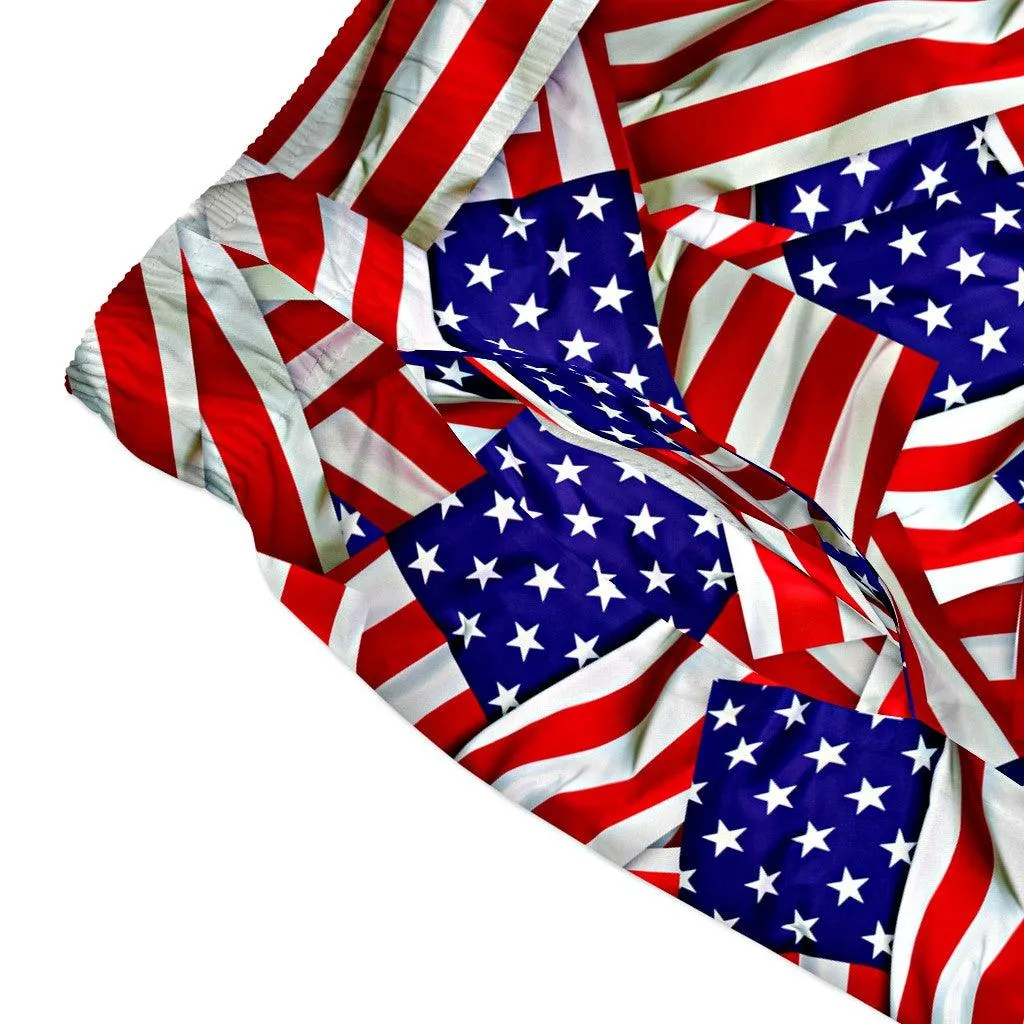 American Flag Pattern Swim Trunks