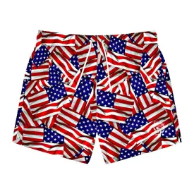 American Flag Pattern Swim Trunks
