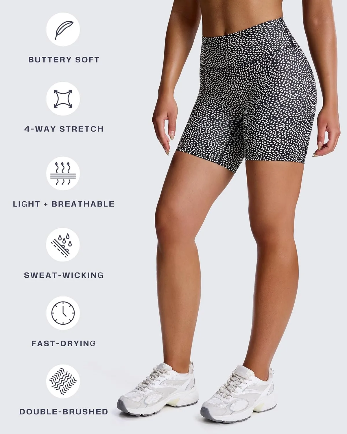 Aoxjox Trinity Workout Biker Shorts for Women Tummy Control High Waisted Exercise Athletic Gym Running Yoga Short 6"