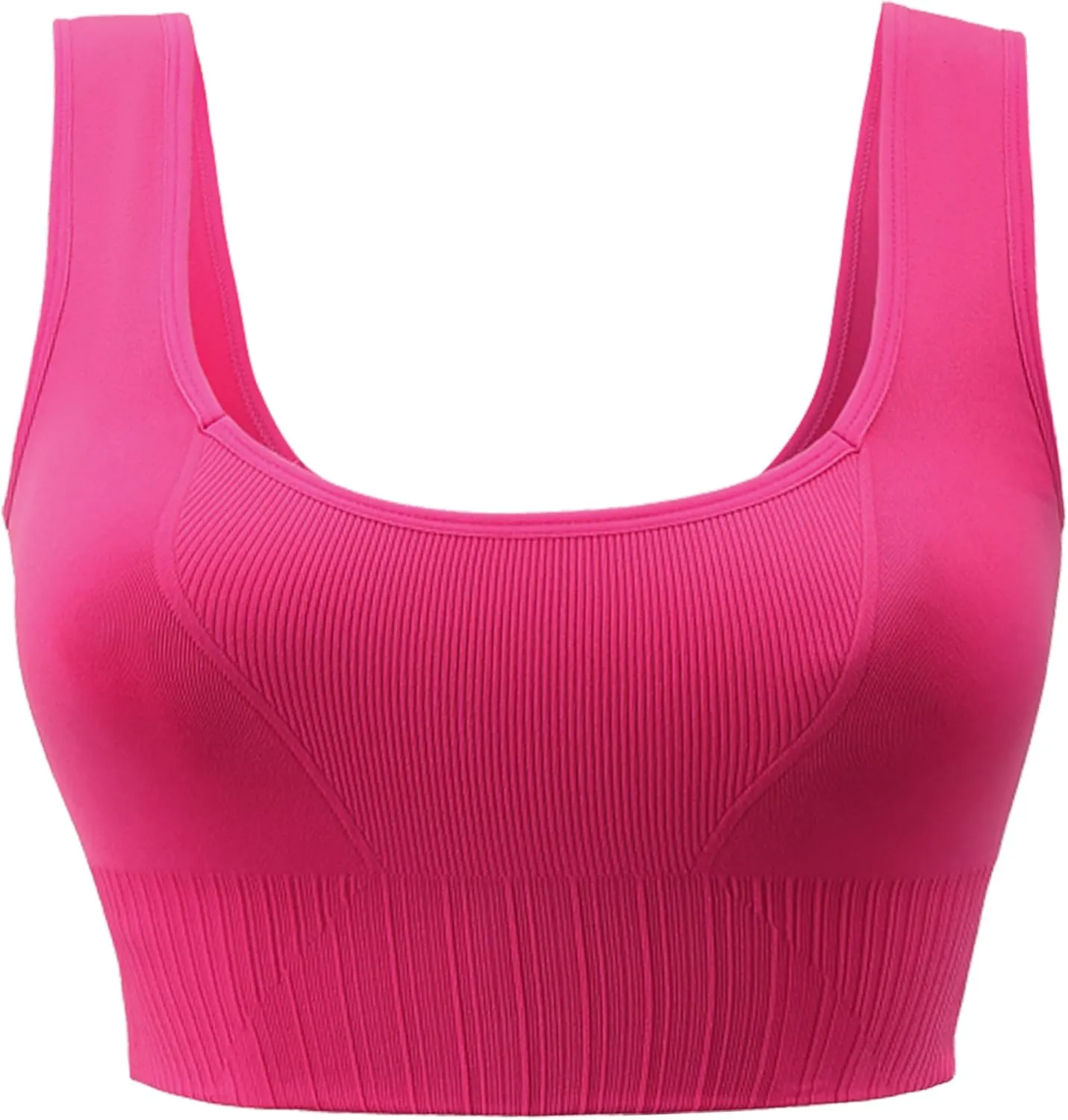 Attifall Square Neck Ribbed Crop Bra Top for Women Seamless Low Cut Basic Cropped Tank Tops