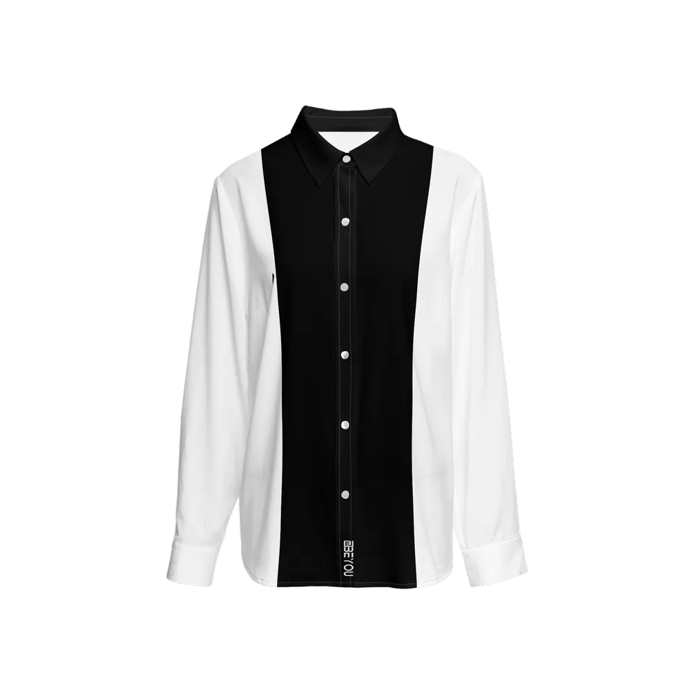 Be-Poppin Women's Recycled Black Button Up Blouse