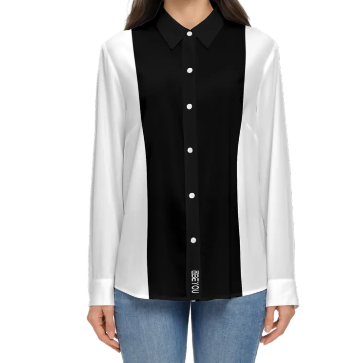 Be-Poppin Women's Recycled Black Button Up Blouse