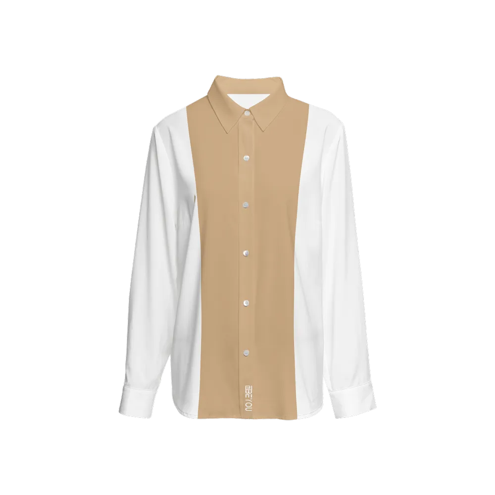 Be-Poppin Women's Recycled Carmel Button Up Blouse