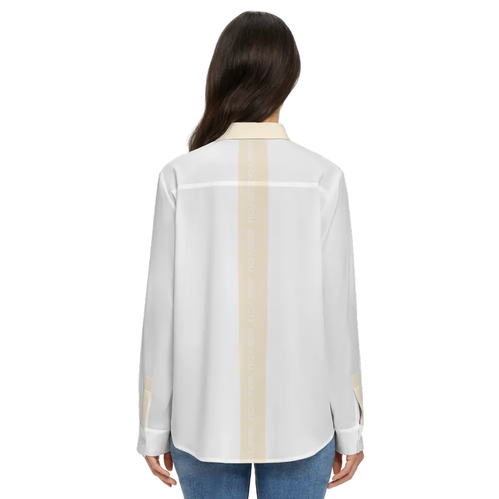 Be-Poppin Women's Recycled Cream Button Up Blouse