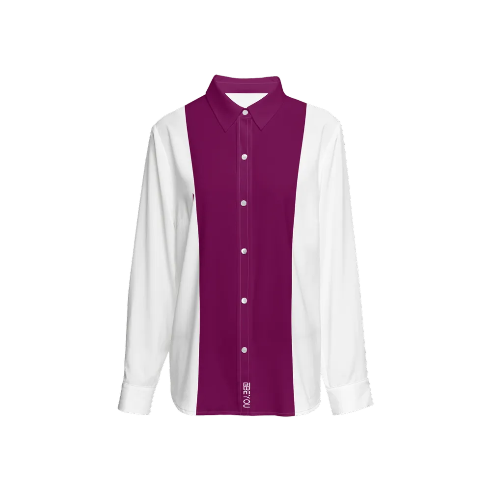 Be-Poppin Women's Recycled Deep Fuscia Button Up Blouse