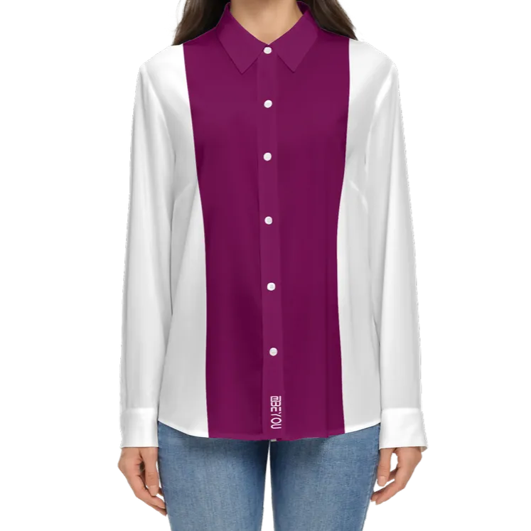 Be-Poppin Women's Recycled Deep Fuscia Button Up Blouse