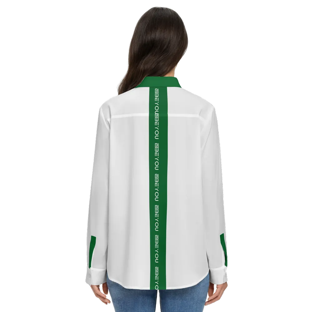 Be-Poppin Women's Recycled Green Button Up Blouse