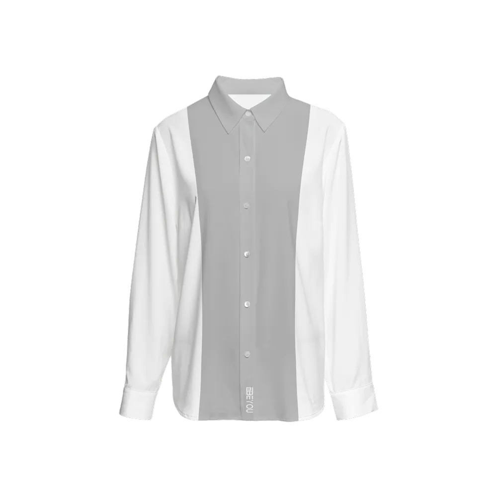Be-Poppin Women's Recycled Grey Button Up Blouse