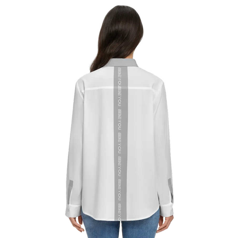 Be-Poppin Women's Recycled Grey Button Up Blouse