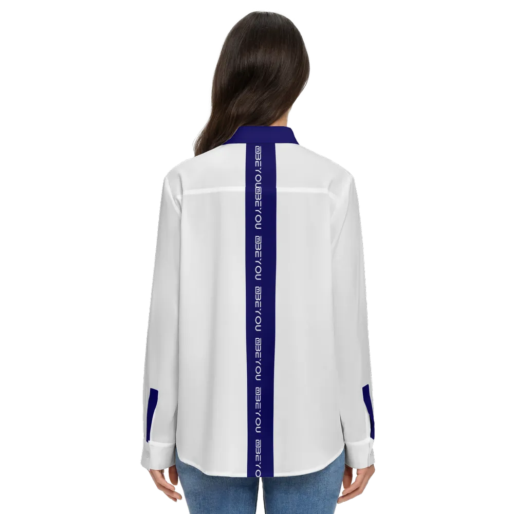 Be-Poppin Women's Recycled Navy Blue Button Up Blouse