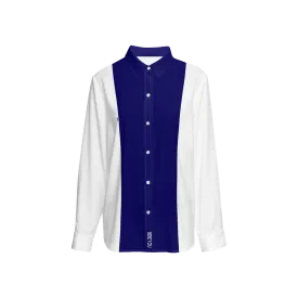 Be-Poppin Women's Recycled Navy Blue Button Up Blouse
