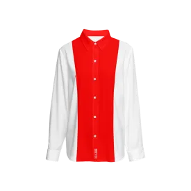 Be-Poppin Women's Recycled Red Button Up Blouse