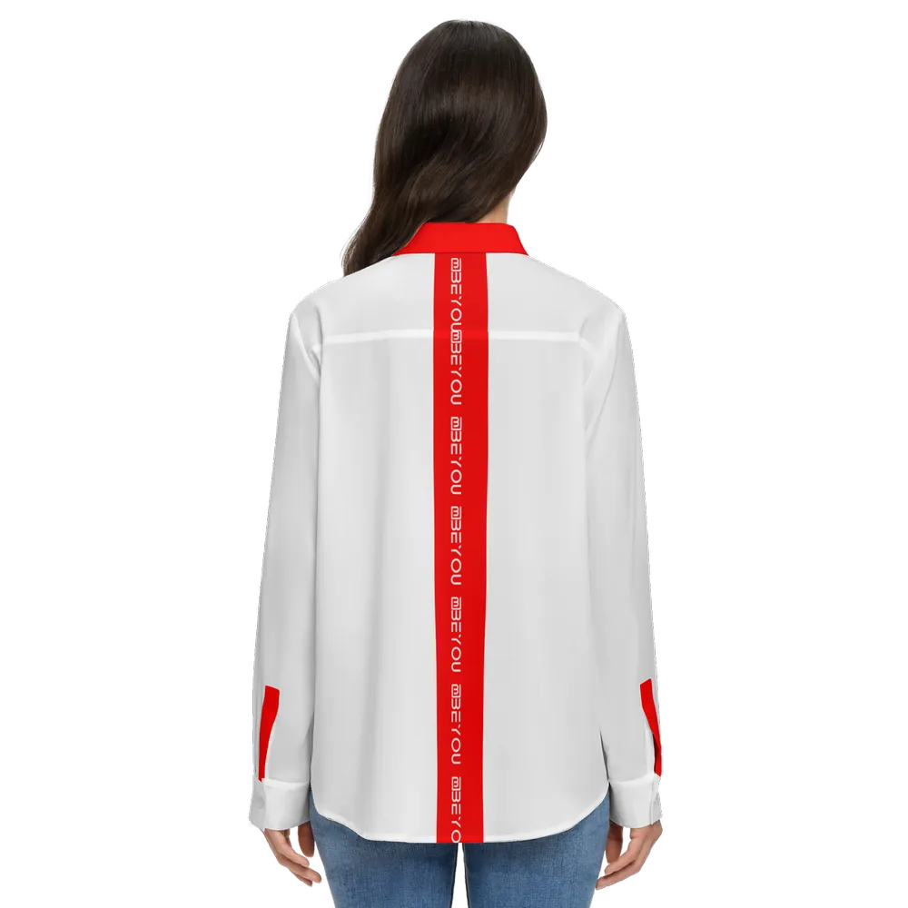 Be-Poppin Women's Recycled Red Button Up Blouse