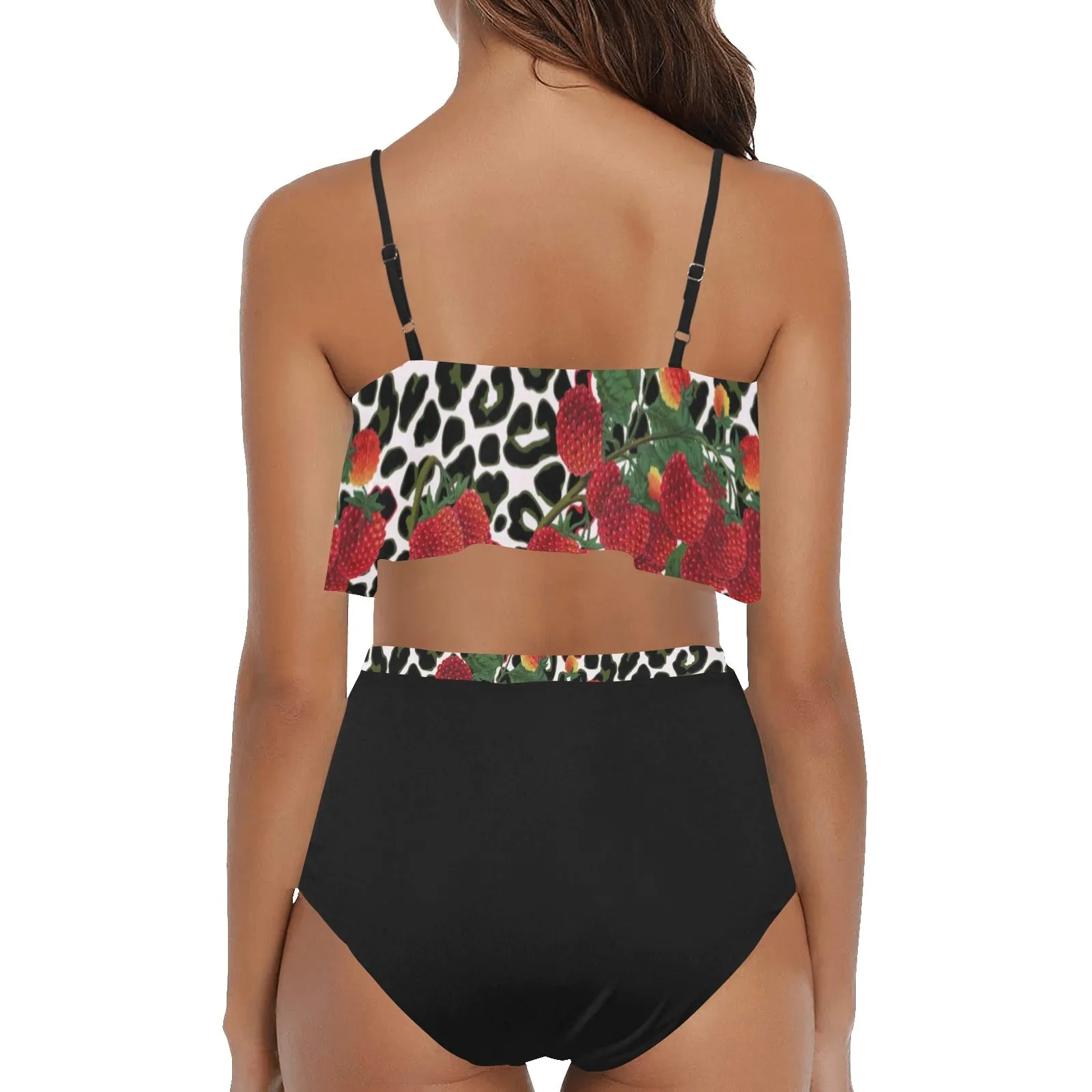 black 2 9k High Waisted Ruffle Bikini Set (Model S13)