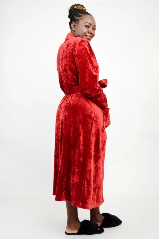 Blue Sky - Velvet Robe, Burgundy, Bamboo