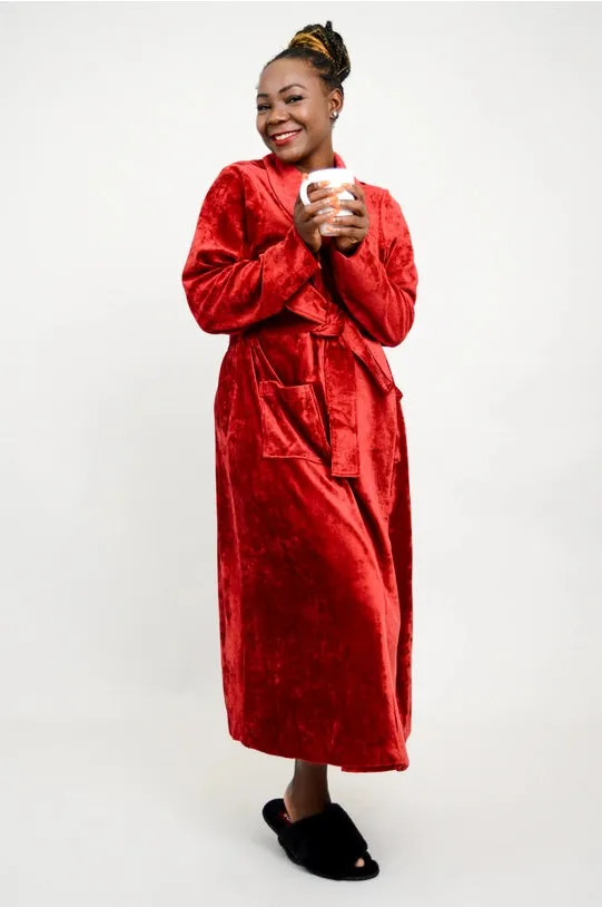 Blue Sky - Velvet Robe, Burgundy, Bamboo