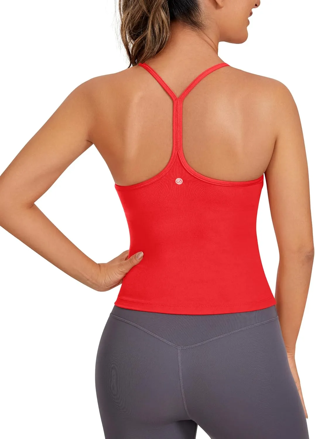 CRZ YOGA Butterluxe Womens Workout Racerback Tank Top with Built in Bra - Scoop Neck Spaghetti Strap Padded Slim Camisole