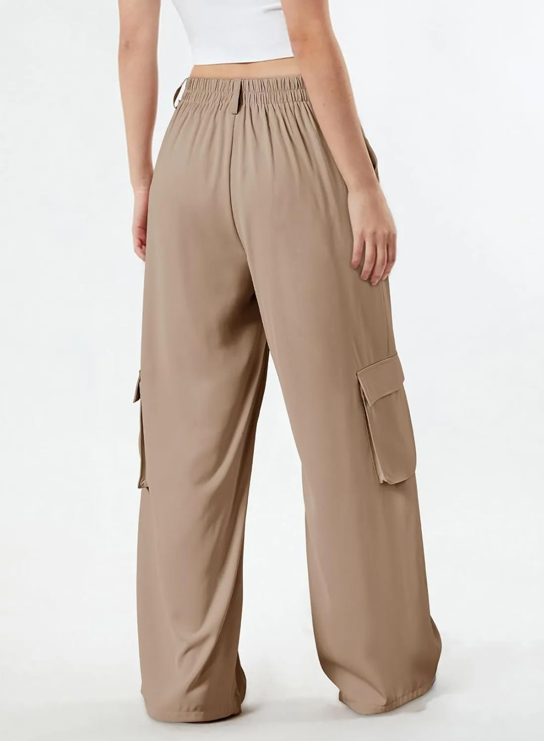 Dokotoo Women's Wide Leg Pants 2024 Flowy Casual Trendy Pants Straight Leg High Waist Stretch Palazzo Pants with 4 Pockets