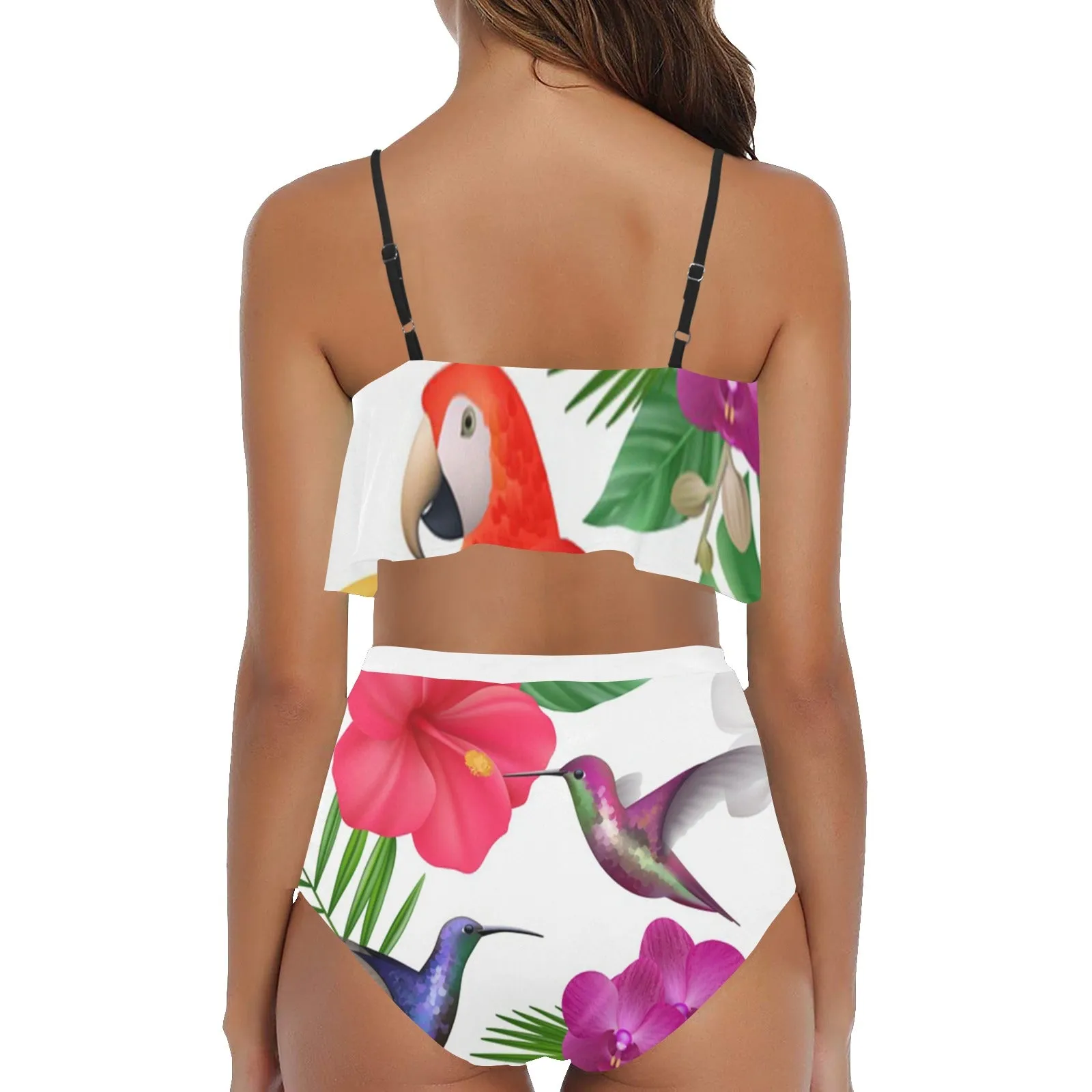 EXOTIC STYLE High Waisted Ruffle Bikini Set