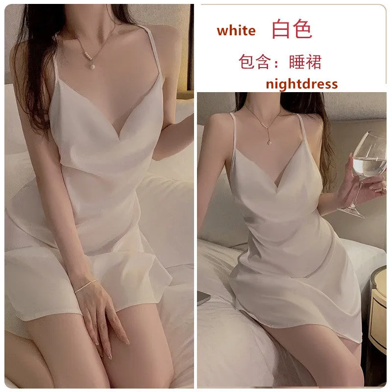 French Satin Halter Nightgown Set 1571