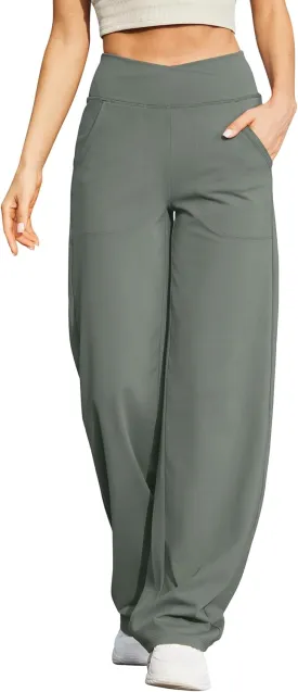 G4Free Wide Leg Pants for Women Loose Yoga Pants with Pockets Petite/Regular/Tall Stretch Casual Lounge Pants