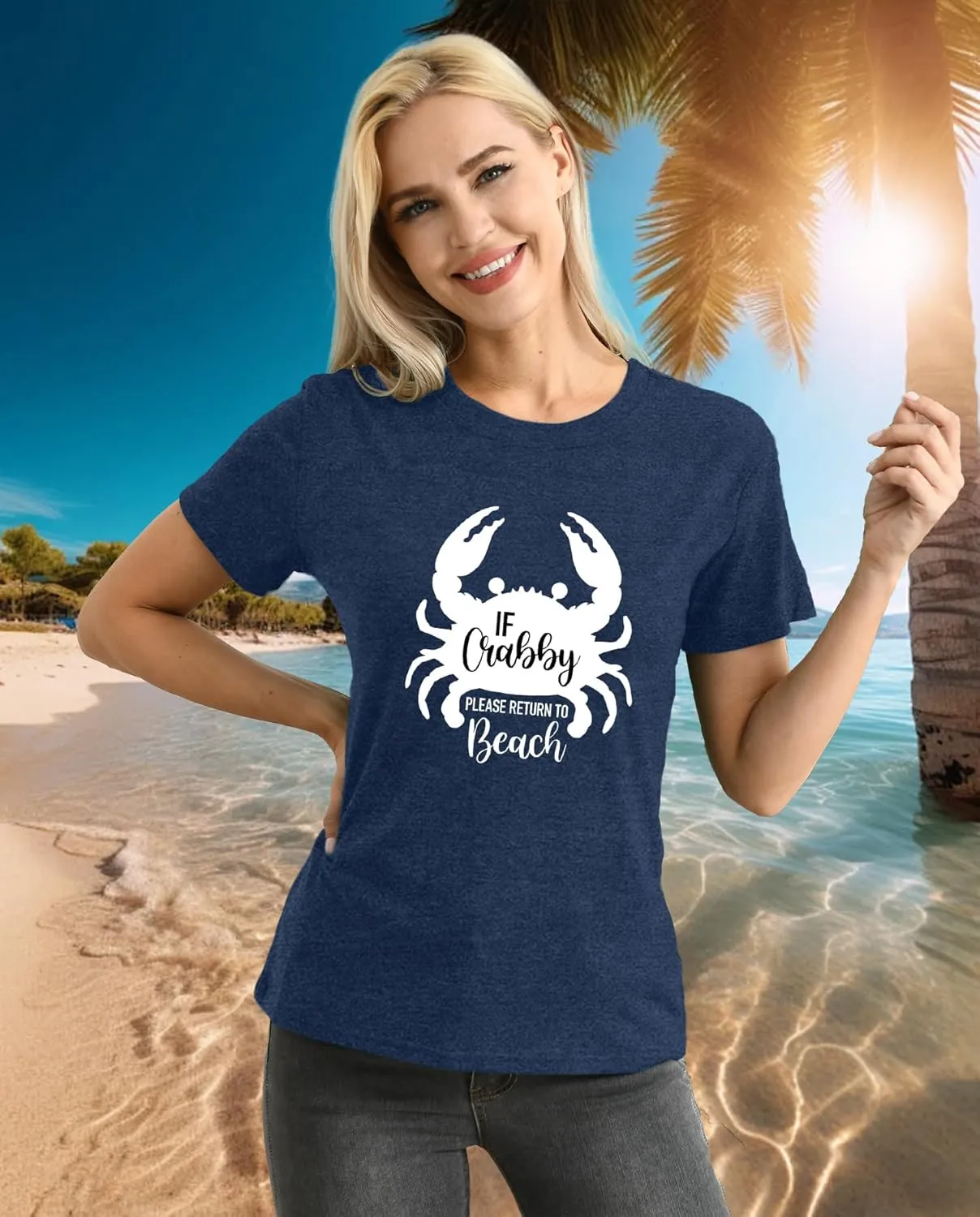 Hawaiian Shirts for Women Crabby Tshirt Summer Tops