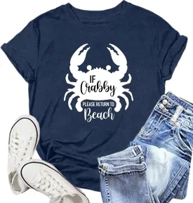 Hawaiian Shirts for Women Crabby Tshirt Summer Tops