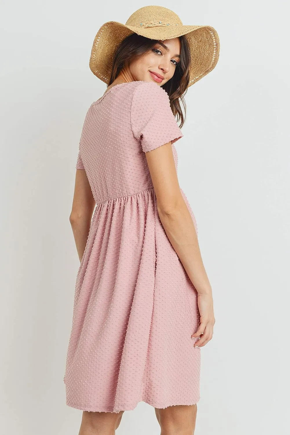 HELLO MIZ Women's Maternity Empire Waist Casual Dress