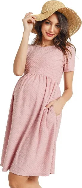 HELLO MIZ Women's Maternity Empire Waist Casual Dress