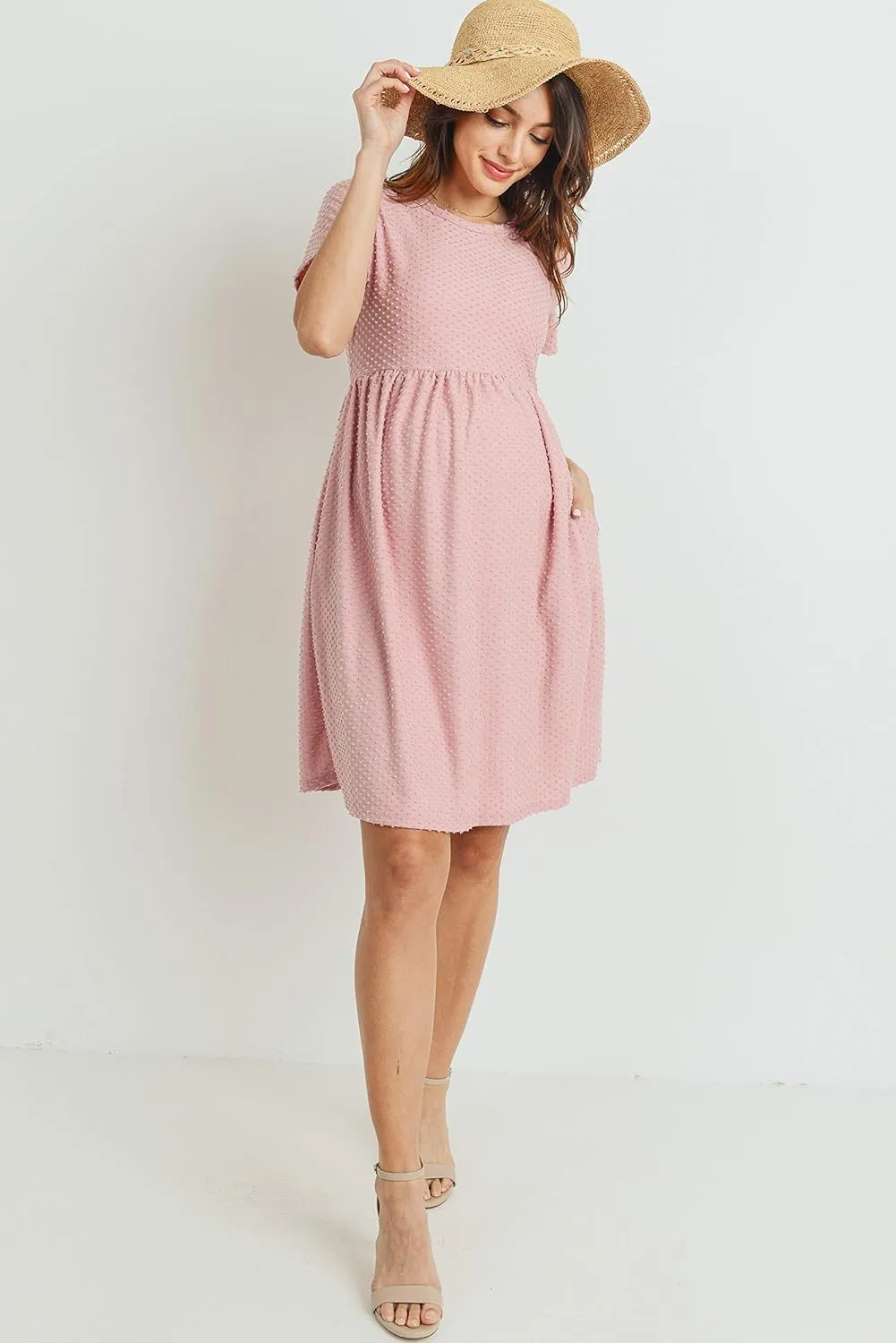 HELLO MIZ Women's Maternity Empire Waist Casual Dress