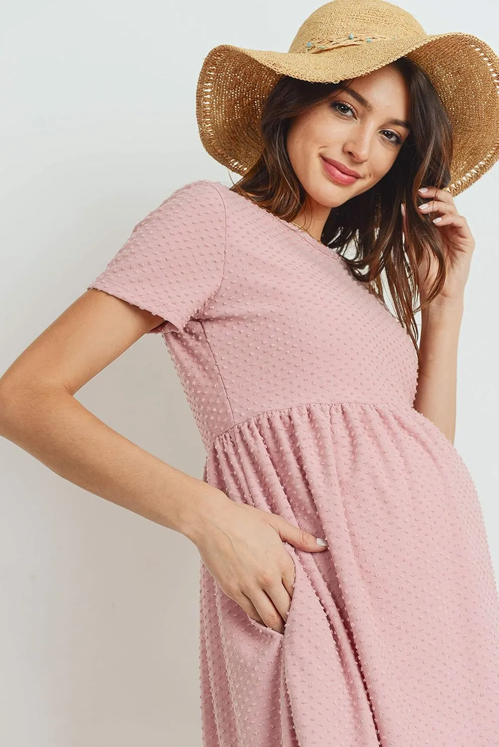 HELLO MIZ Women's Maternity Empire Waist Casual Dress
