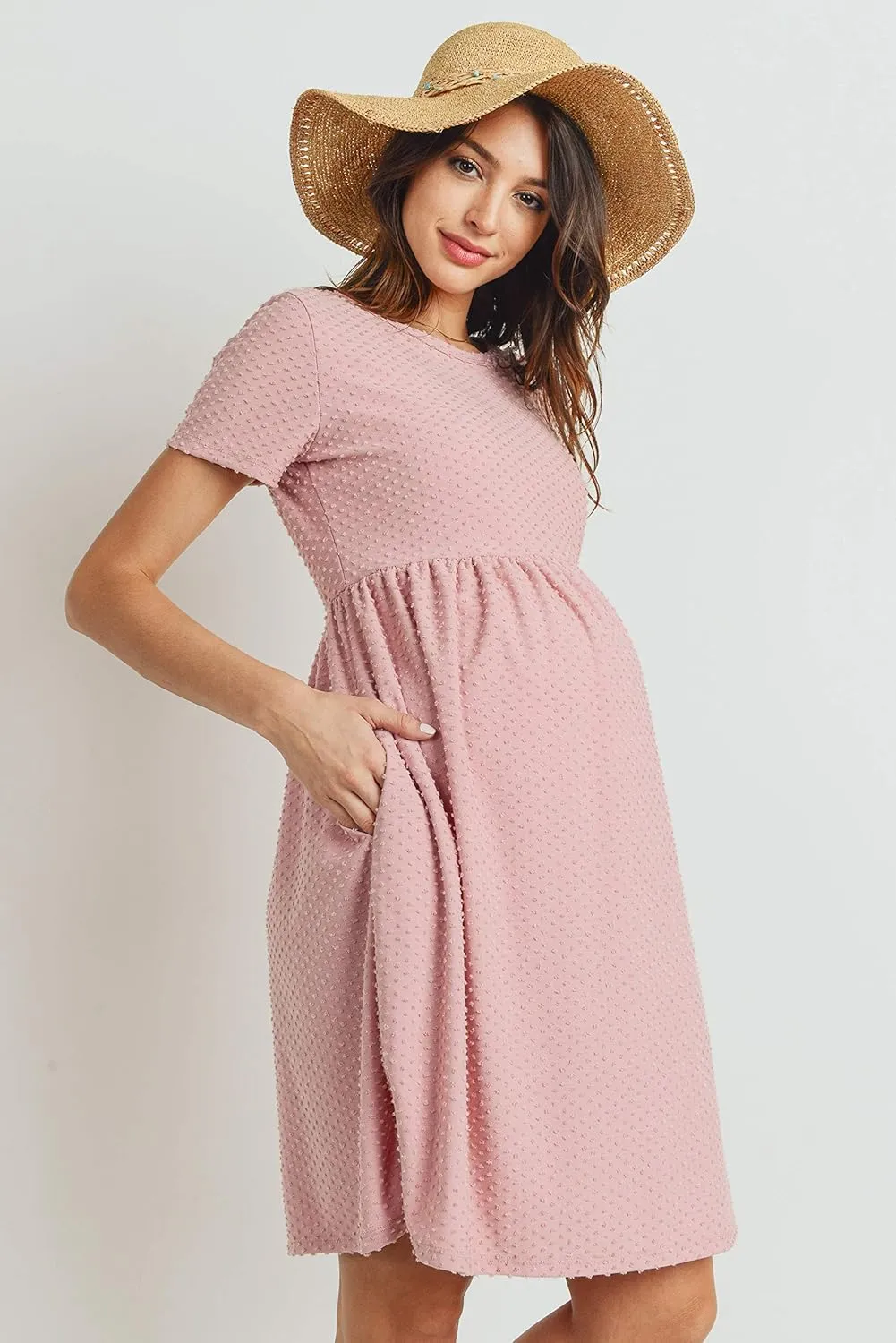 HELLO MIZ Women's Maternity Empire Waist Casual Dress