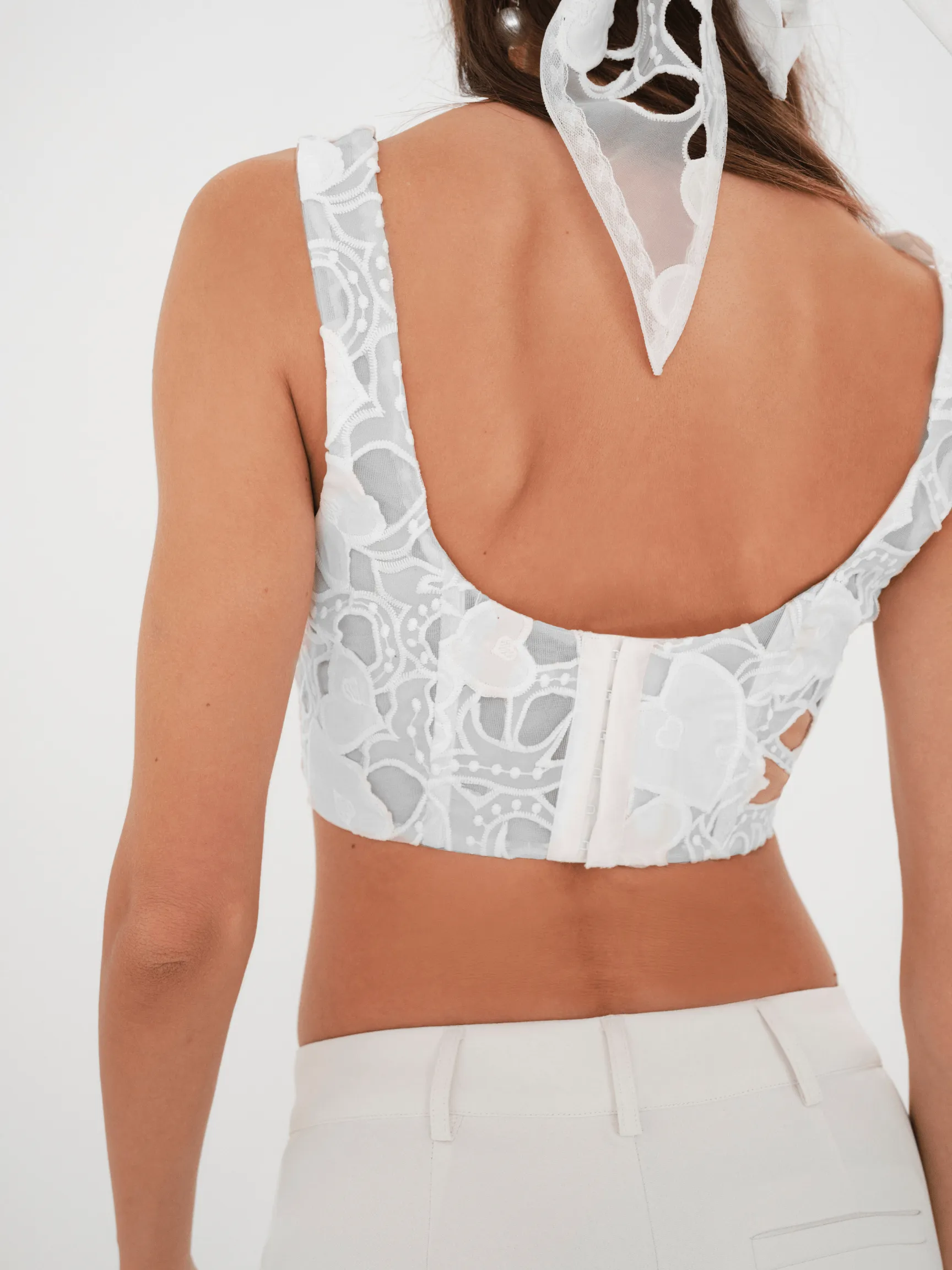 Kaede Crop Top White