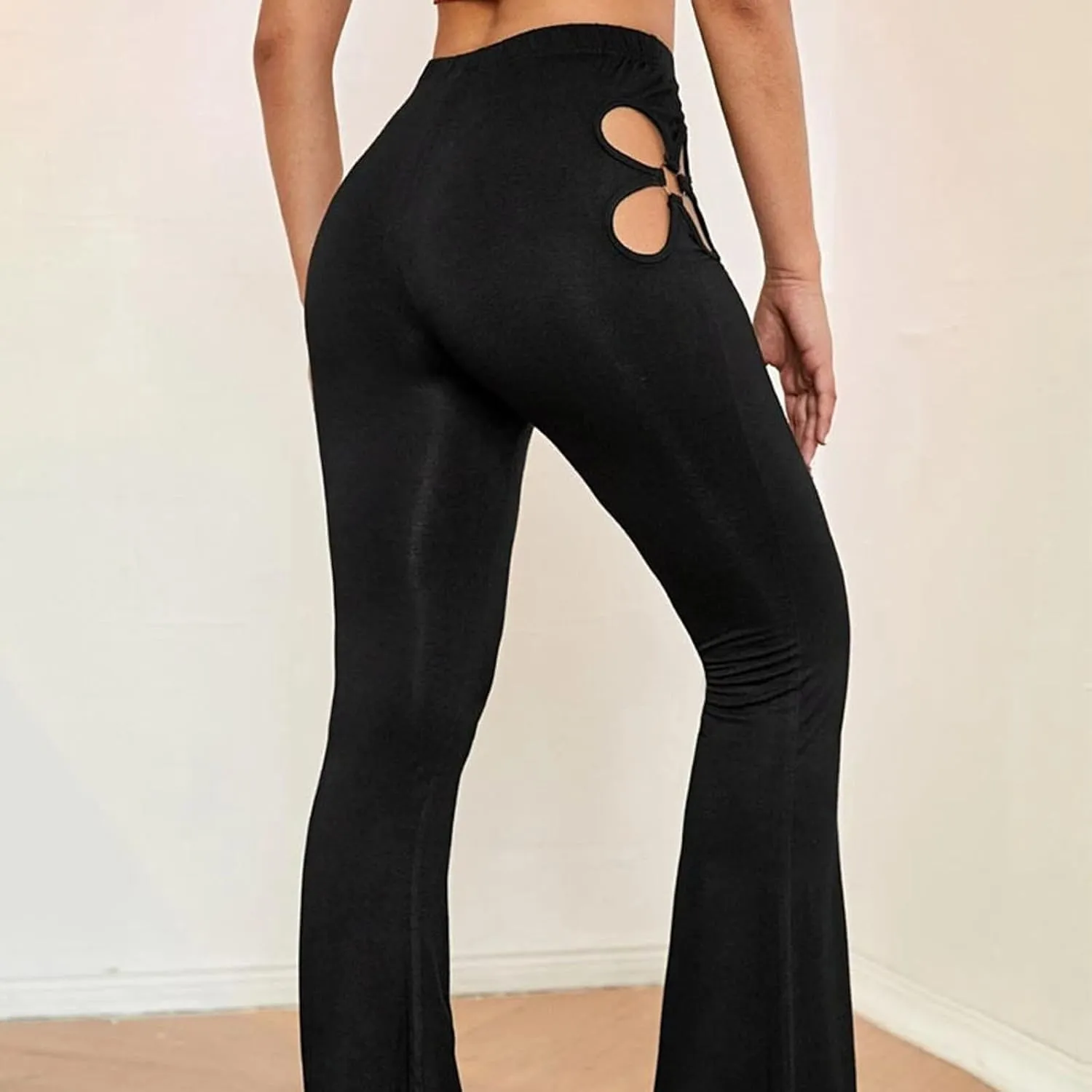 Ladies Hollow Design Tight Flared Trousers Sexy Lift Buttocks Four Dress Clothes for Women Business Casual Pants