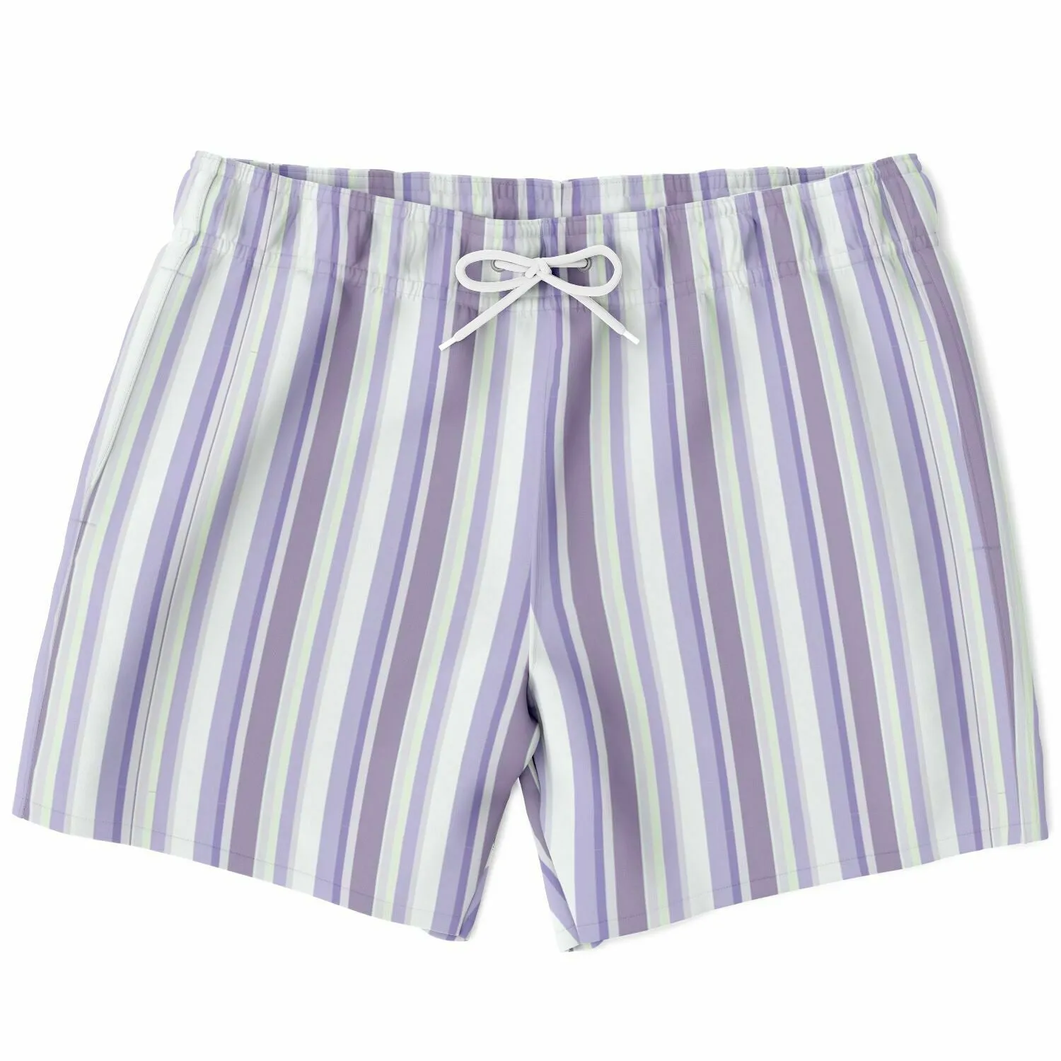 Lavender Stripes 5.5" Men Swim Shorts
