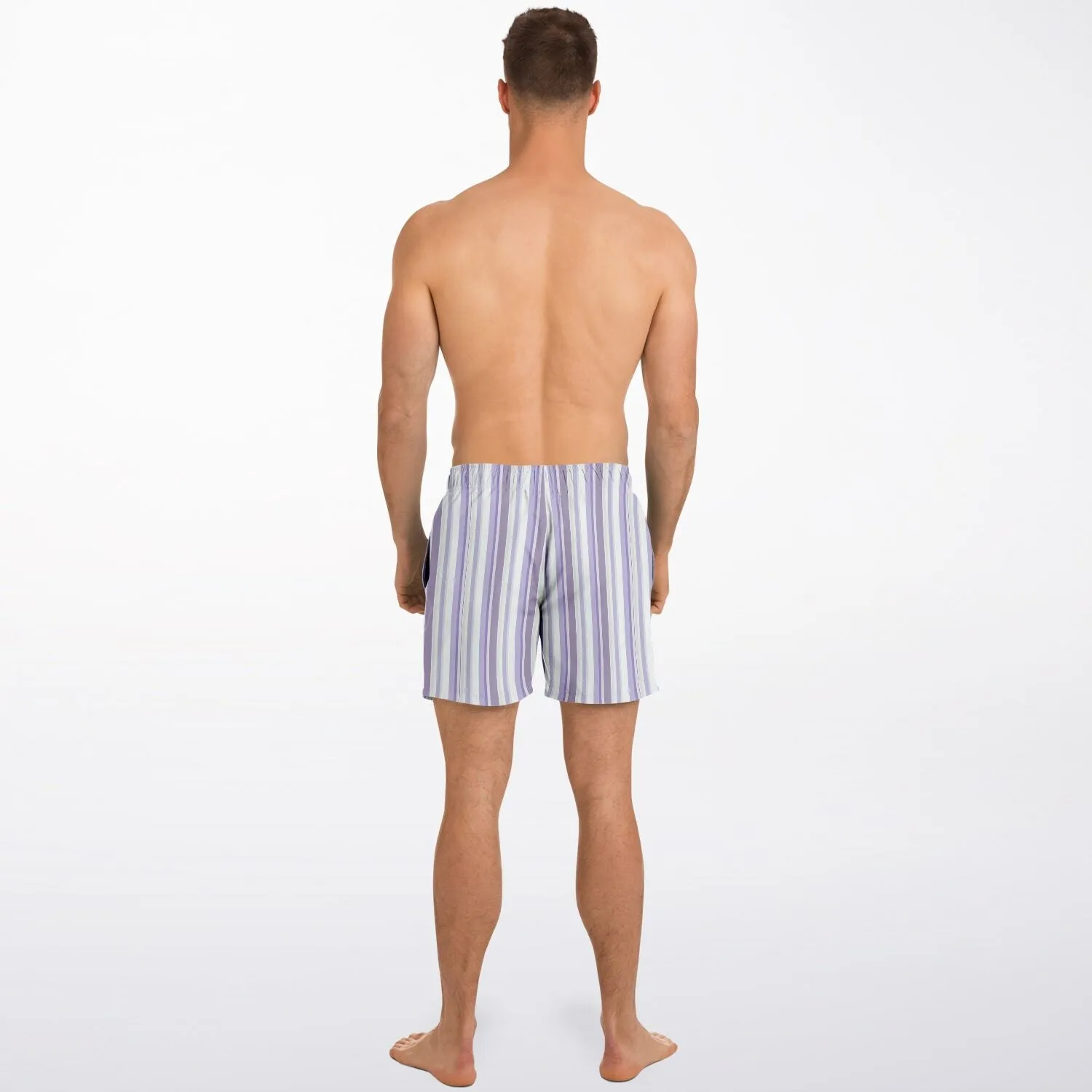Lavender Stripes 5.5" Men Swim Shorts