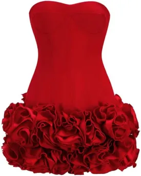 Layered Ruffle Edge Cocktail Party Dresses Sexy Strapless Homecoming Dresses Off Shoulder Satin Bodycon Mini Dresses