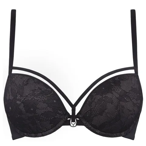 Marlies Dekkers Space Odyssey Push Up Bra Steel Grey & Black Lace